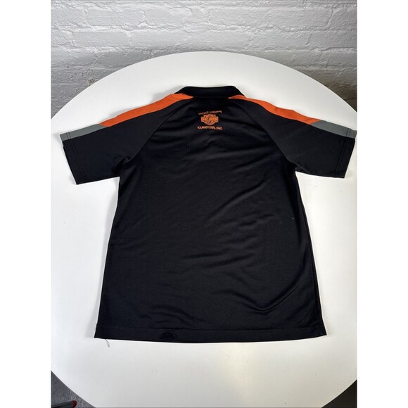 Harley-Davidson Polo Shirt Black Orange Gray Short Sleeve BikeTown Youngstown OH - Picture 9 of 10